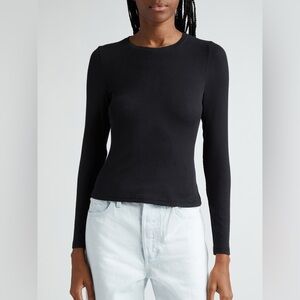 Favorite Daughter Black The Rib Long Sleeve Top Crewneck Soft Modal - Size S